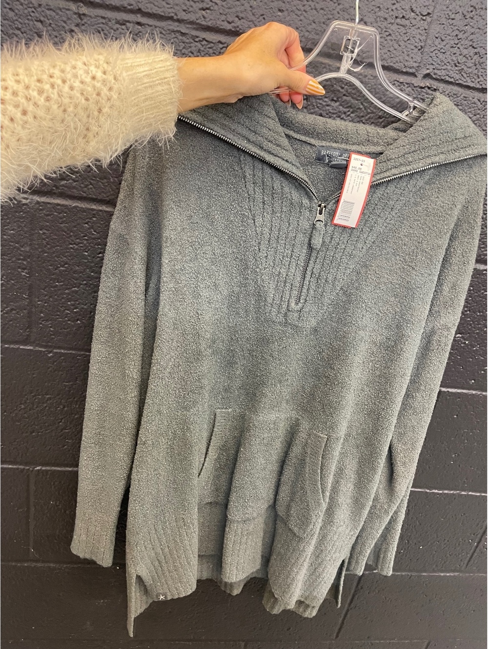 Barefoot Dreams Cozy Lite Gray Half-Zip Sweater [COPY]